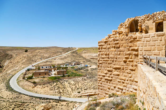 在约旦的伊甸山古堡的景色