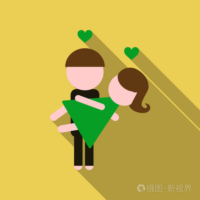 男人抱着女孩.恋人.情人节 day,14 2月.卡通风格.男孩和女孩.