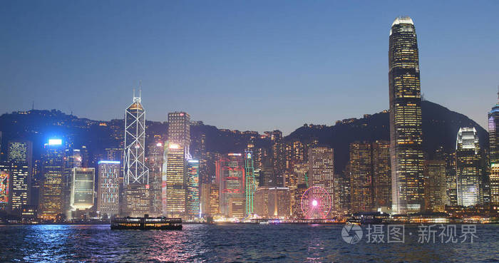 香港 海港 晚上 城市 天空 城市景观 景观 旅行 市中心