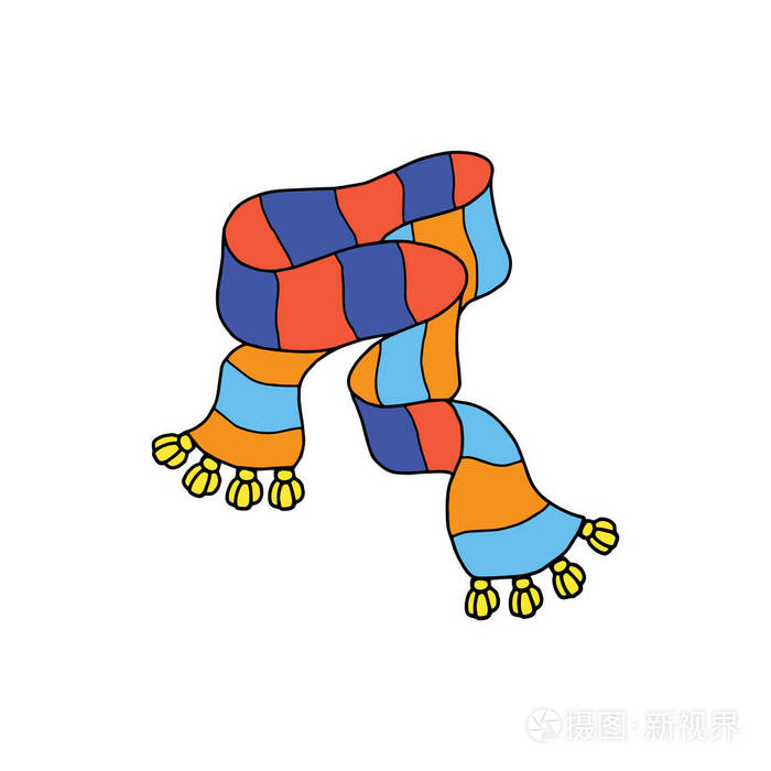 可爱的卡通围巾白色背景为儿童打印t恤彩色书有趣和友好的性格为儿童