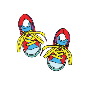 最喜欢的鞋子可爱的卡通鞋白色背景为儿童打印t恤彩色书有趣和友好的