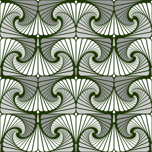 图形无缝图案有节奏地重复白色和灰色弯曲花瓣在黑暗的背景.照片