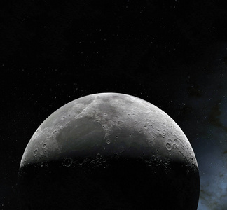 月球表面。逼真的3d 渲染月亮和空间。空间和行星。卫星.星云.星星.由 Nasa 提供的这幅图像的元素