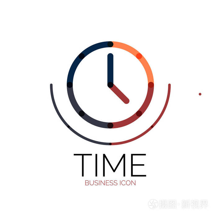 矢量抽象徽标观念, 时间观念或时钟业务图标.创意标识设计模板