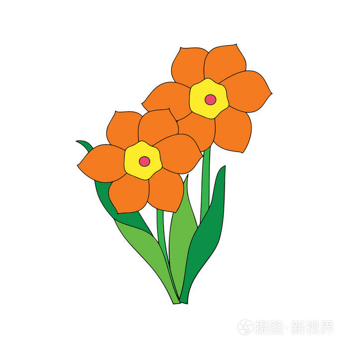 可爱的卡通花在白色背景上为孩子们打印t恤彩色书有趣和友好的性格为