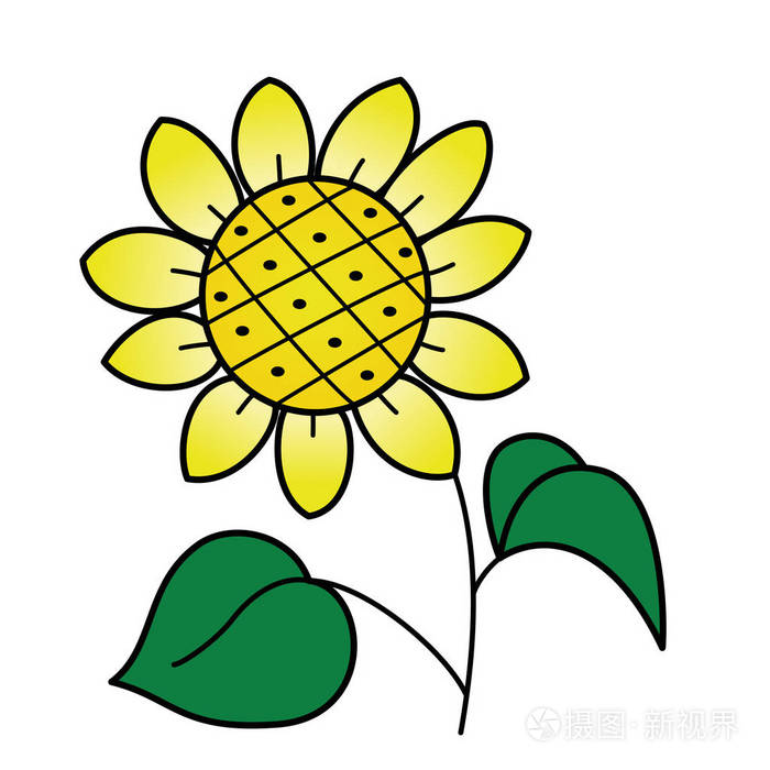 可爱的卡通向日葵白色背景为儿童打印t恤彩色书有趣和友好的性格为