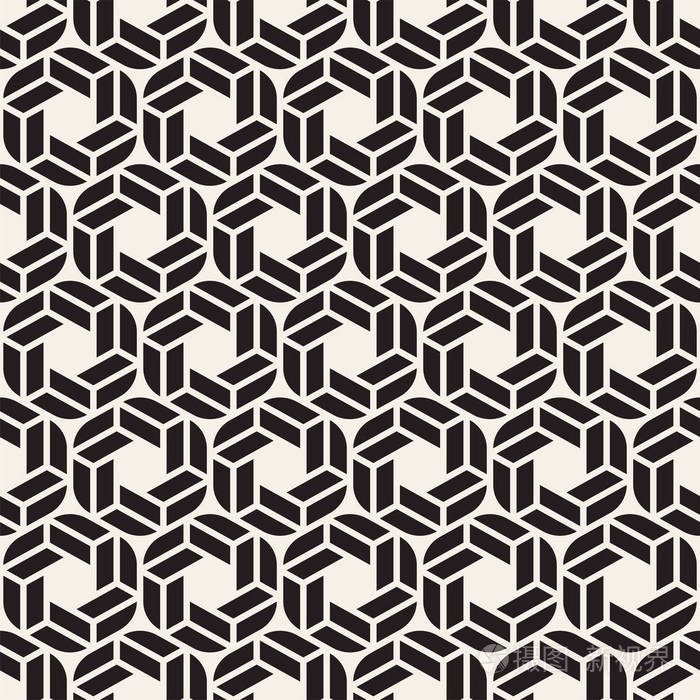 图案现代时尚的纹理与单色条纹重复几何六角形网格简单的格子图形设计