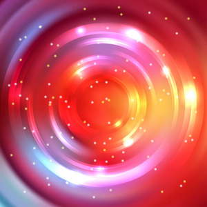 抽象圆圈背景, 矢量设计。矢量无限圆形隧道的闪光耀斑。红色, 黄色, 蓝色, 粉红色的颜色