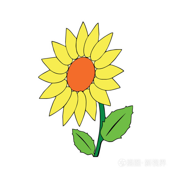 可爱的卡通向日葵白色背景为儿童打印t恤彩色书有趣和友好的性格为