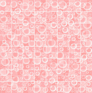 粉红色瓷砖浴室背景可爱的壁纸与气泡