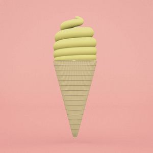 冰淇凌在一个华夫饼喇叭里。最小抽象艺术