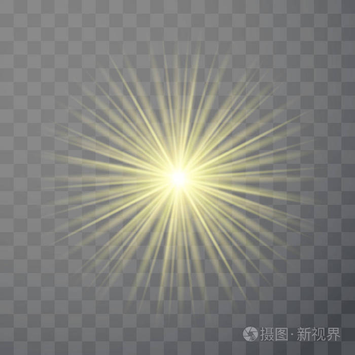 强光耀斑闪光效果模板隔离. 太阳能射线太阳爆发透明照明装饰.