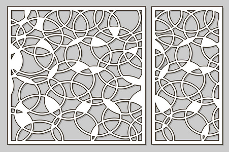 切割模板。抽象的圆圈图案。激光切割设置比率 11, 12。矢量插图