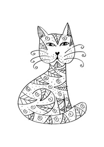 可爱的涂鸦猫插图图片