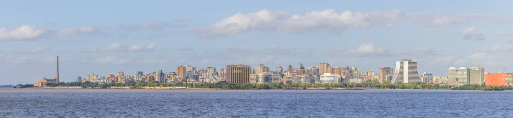 全景和城景与 Gasometro 和 Guaiba 湖, 波尔图 