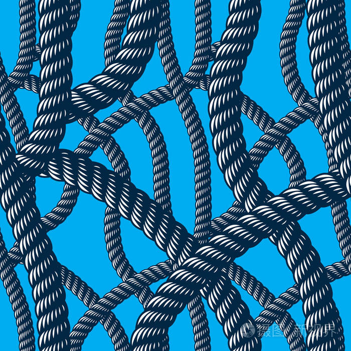 绳无缝图案,新潮矢量壁纸背景.缠绳时尚插图.