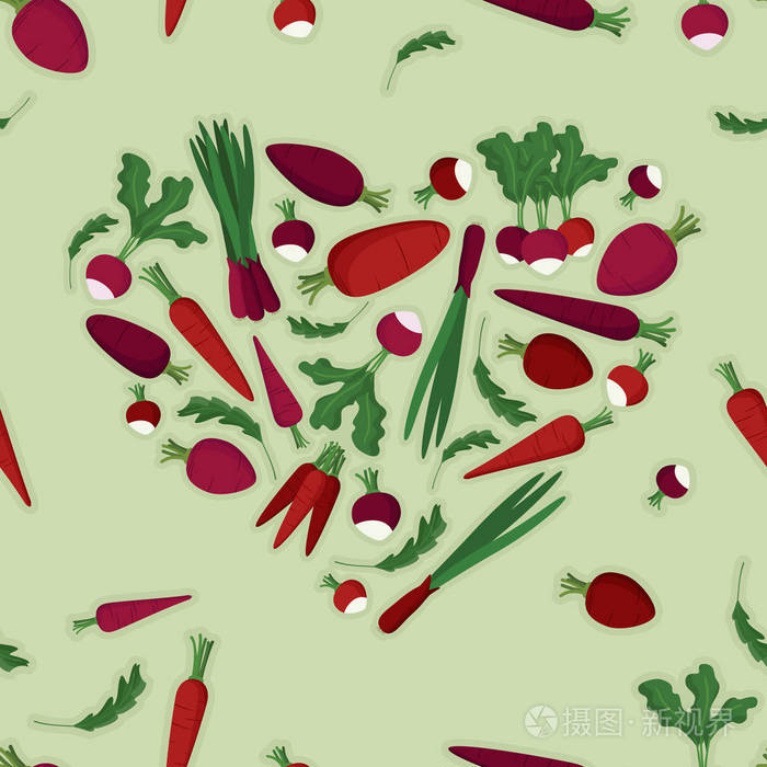 浅绿色矢量插图的蔬菜心