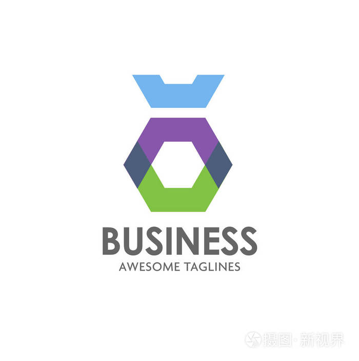 六角形几何多边形标志. 六边形抽象标志. 矢量标志模板. 设计元素.