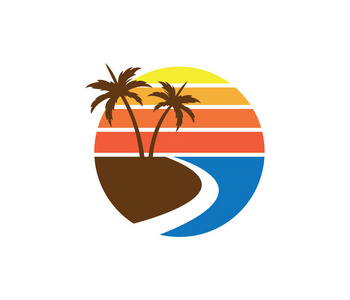 酒店旅游假日夏日海滩椰树矢量图案设计照片