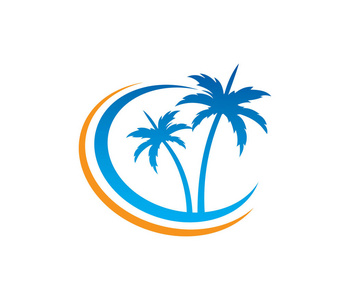 酒店旅游假日夏日海滩椰树矢量图案设计