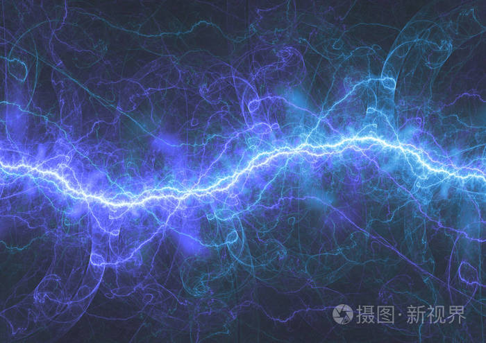 蓝色等离子体雷电电能背景