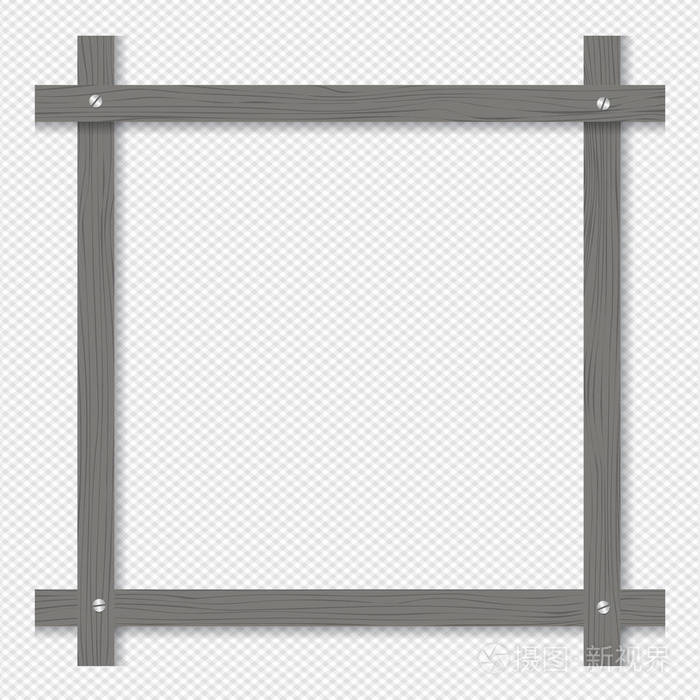 带螺丝的灰色木框架在正方形背景