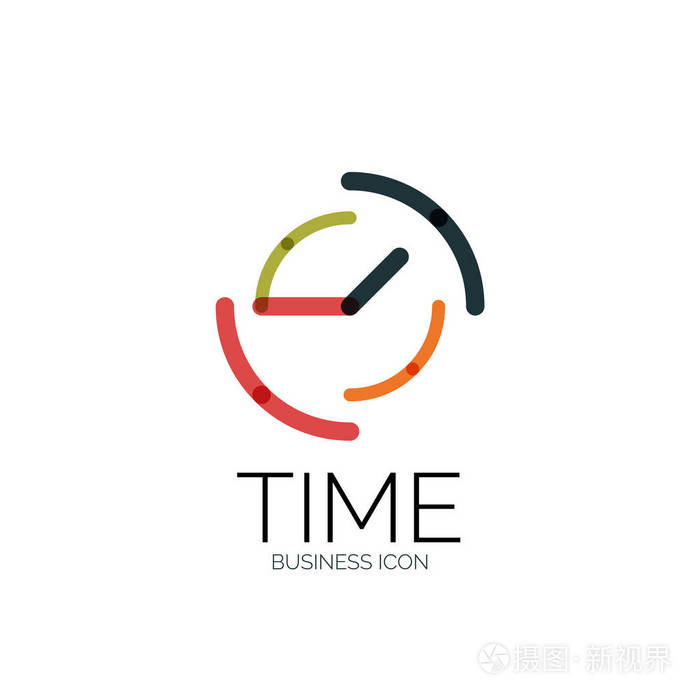 矢量抽象徽标观念, 时间观念或时钟业务图标.创意标识设计模板