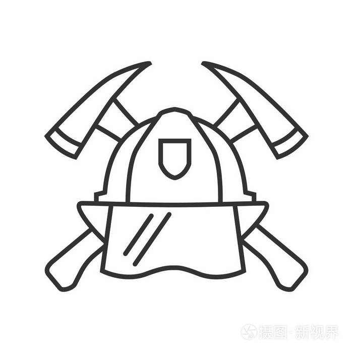 细线插图.消防部门的徽章.轮廓符号.矢量孤立轮廓图
