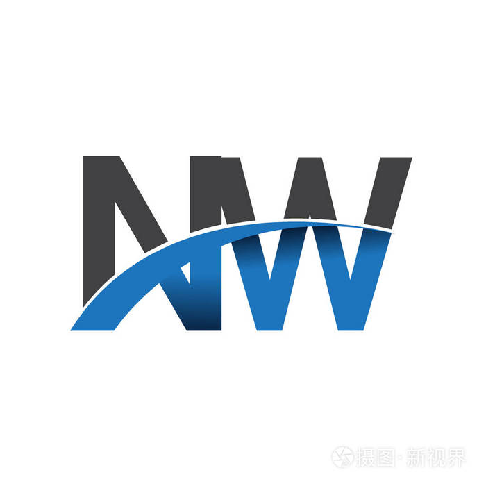 NW字母标志，为您的业务和公司的初始标志标识