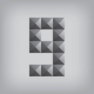 9数字九字母几何图标和标志三角形现代 w