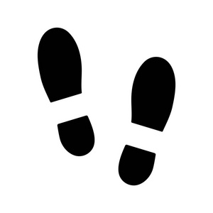 人鞋脚印图标。矢量类。扁平式。黑色剪影