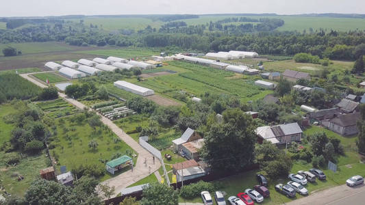 温室的框架, 顶部视图。剪辑.在田间建造温室。农业, 封闭地 agrotechnics