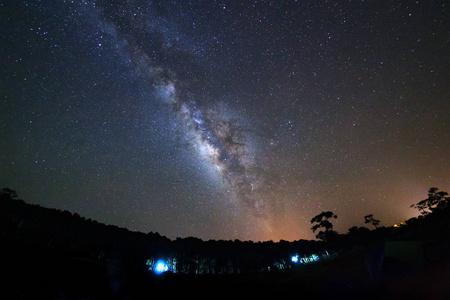 富欣的银河星系与云树剪影