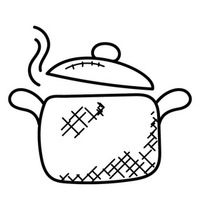 煮锅或煮锅涂鸦图标