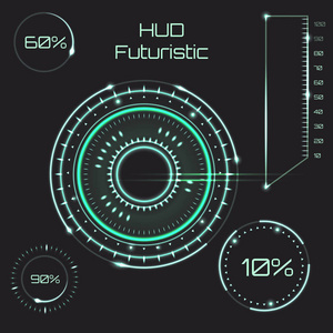 抽象未来概念向量未来主义蓝色虚拟图形触摸用户界面HUD。 网站移动应用隔离黑背景技术在线设计业务GUIUI