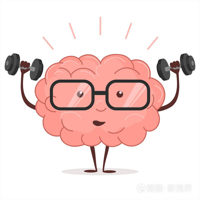 用哑铃和眼镜训练大脑.矢量