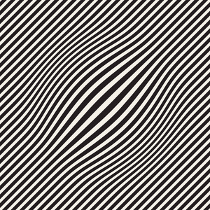 半色调膨胀效应光学错觉。 抽象几何背景设计。 矢量无缝复古黑白图案。