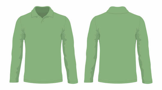 s green long sleeve tshirt. Front and back views on white backg