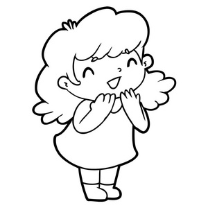 图片-快乐的女孩卡通插图素材-快乐的女孩卡通插图插画-摄图新视界