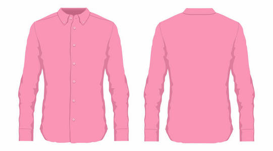 s pink dress shirt. Front and back views on white background