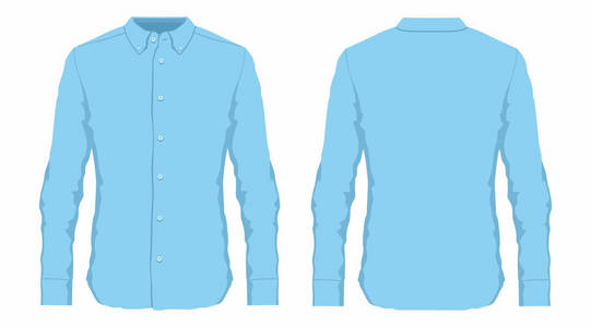 s blue dress shirt. Front and back views on white background