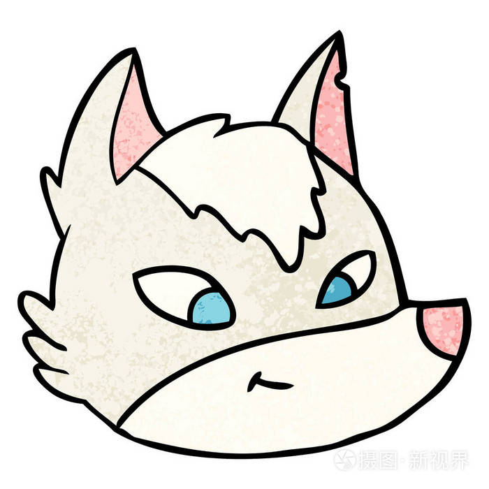 卡通狼脸矢量插图