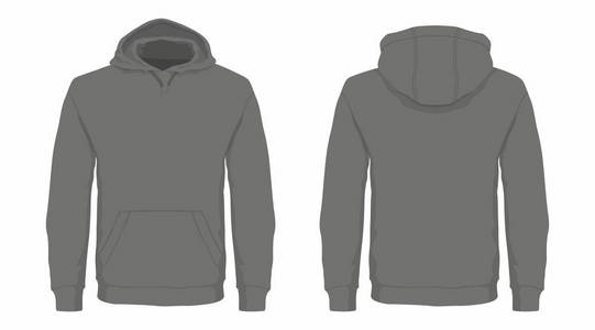 s black hoodie. Front and back views on white background