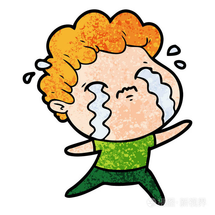 卡通人物哭泣的矢量插图
