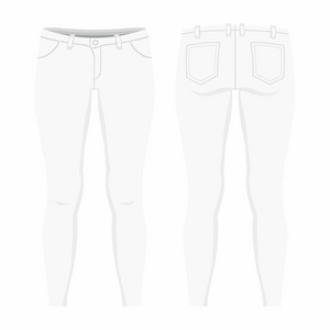 s white jeans. Front and back views on white background