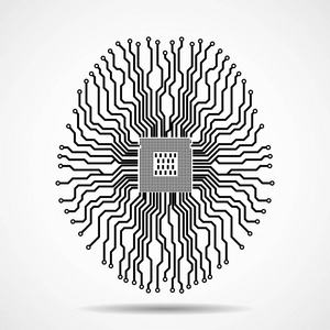 抽象的技术脑。Cpu。电路板。矢量