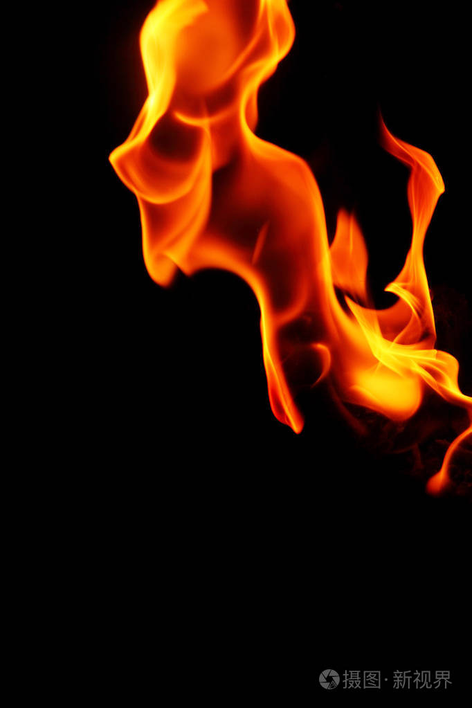 黑色背景的火焰抽象火抽象背景黑色隔离