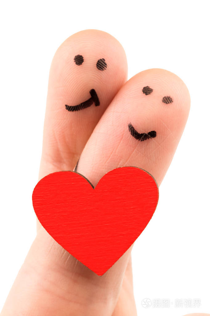 画中爱情人节主题的快乐手指笑脸