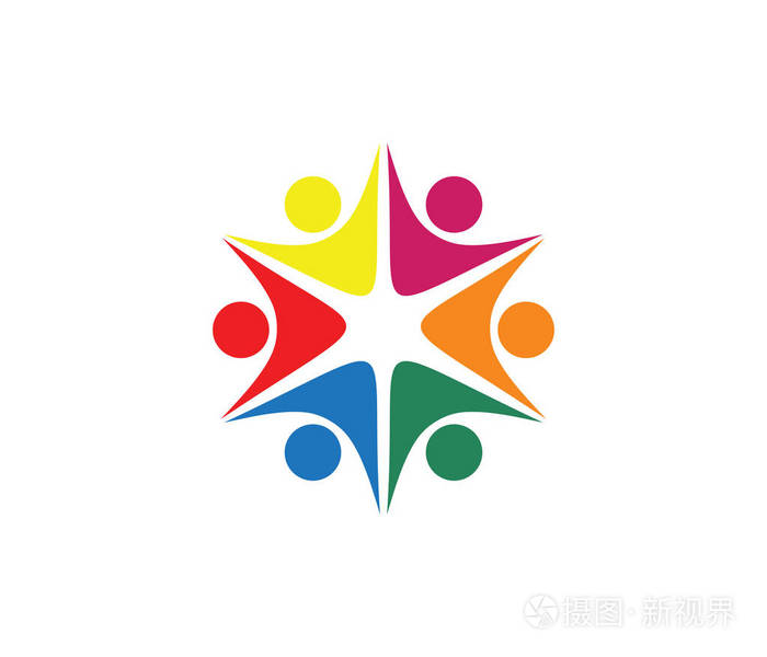 矢量标志设计为儿童教育社区组织体育比赛伙伴团结家庭领导