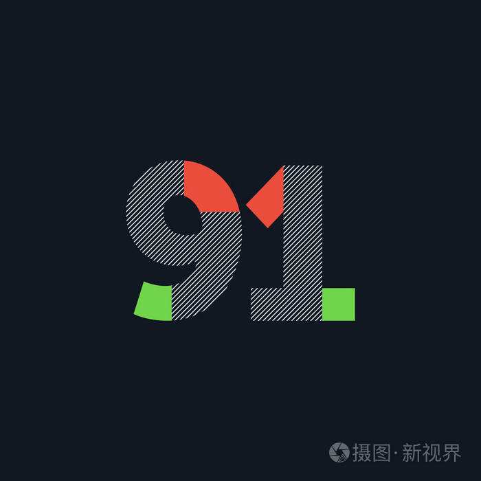 数字数字91数字标志图标几何企业身份矢量图